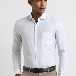 Peter England Elite Slim Fit Spread Collar Cotton Formal Shirt-image-3