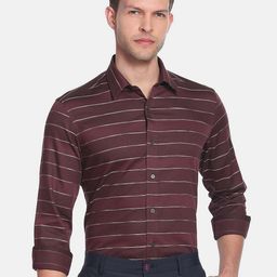Arrow New York Men Slim Fit Horizontal Striped Pure Cotton Formal Shirt-picture-45