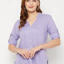 Ruhaans Women Mauve Classic Casual Shirt-image-33