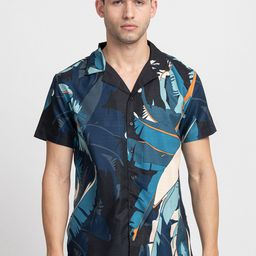 KISSOSS Classic Fit Abstract Printed Casual Oversized Shirt-image-48