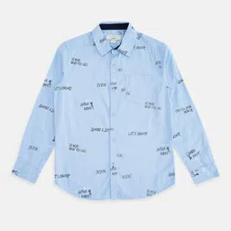 Pantaloons Junior Boys Blue Printed Casual Shirt-picture-7