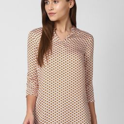 Van Heusen Woman Orange Geometric Print Mandarin Collar Longline Top-image-50