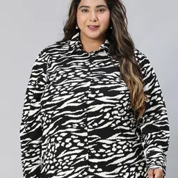 Oxolloxo Plus Size Relaxed Animal Printed Casual Shirt-picture-16