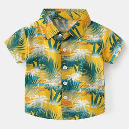 StyleCast Boys Yellow & Teal Blue Spread Collar Regular Fit Floral Printed Casual Shirt-picture-43