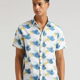 Pepe Jeans Abstract Printed Cotton Linen Casual Shirt-image-4