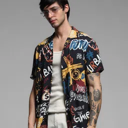 Jack & Jones Men Cuban Collar Conversational Printed Casual Shirt-picture-9