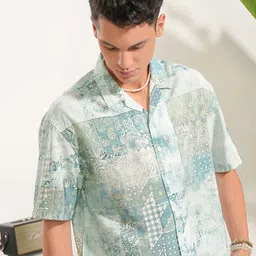 LOCOMOTIVE Premium Dobby Textured Cuban Collar Oversized Shirt-image-84