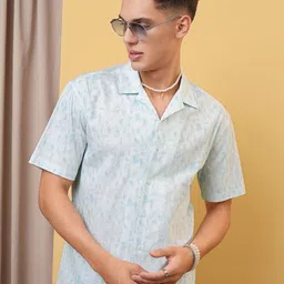 LOCOMOTIVE Premium Printed Cuban Collar Cotton Relaxed Shirt-image-71