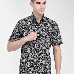 Zeal Standard Abstract Printed Spread Collar Regular Fit Cotton Casual Shirt-image-98