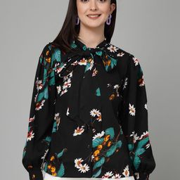 Style Quotient Black Floral Printed Shirt Style Top-image-97