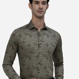 JB STUDIO Plus Size Geometric Printed Slim Fit Denim Pure Cotton Formal Shirt-image-88