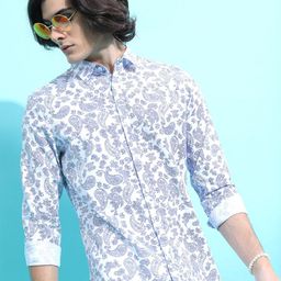 KETCH Floral Printed Slim Fit Cotton Casual Shirt-image-58