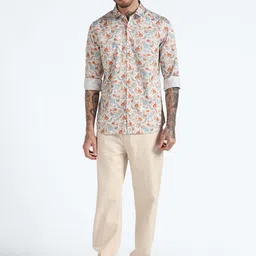 Flying Machine Slim Fit Floral Printed Pure Cotton Casual Shirt-picture-33