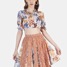 Sukshat Floral Printed Short Sleeves Shirt Style Crop Shirt-image-122