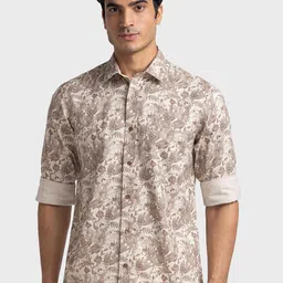 ColorPlus Floral Printed Spread Collar Pure Cotton Tailored Fit Shirt-picture-41