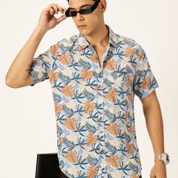 Thomas Scott Spread Collar Short Sleeves Premium Slim Fit Floral Printed Casual Shirt-image-29
