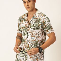 Thomas Scott Spread Collar Short Sleeves Premium Slim Fit Floral Printed Casual Shirt-image-86