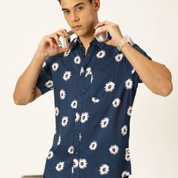 Thomas Scott Spread Collar Short Sleeves Premium Slim Fit Floral Printed Casual Shirt-image-91