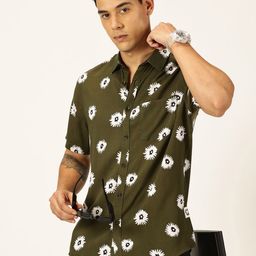 Thomas Scott Spread Collar Short Sleeves Premium Slim Fit Floral Printed Casual Shirt-image-85