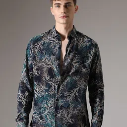 Banana Club Men Classic Floral Printed Spread Collar Casual Shirt-image-24