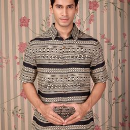 Ode by House of Pataudi Men Comfort Floral Opaque Printed Casual Shirt-image-76
