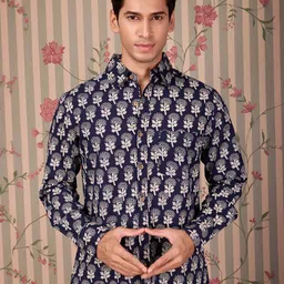 Ode by House of Pataudi Men Comfort Floral Opaque Printed Casual Shirt-image-98