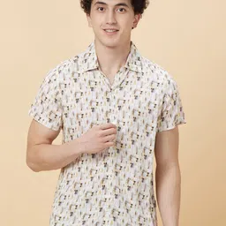 Being Human Abstract Printed Cotton Slim Fit Casual Shirt-picture-27
