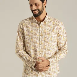 Indian Terrain India Slim Floral Printed Pure Cotton Casual Shirt-picture-18