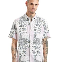 Banana Club Slim Fit Ethnic Motifs Printed Spread Collar Short Sleeves Casual Shirt-image-15