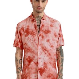 Banana Club Slim Fit Tie & Dye Printed Spread Collar Short Sleeves Casual Shirt-image-71