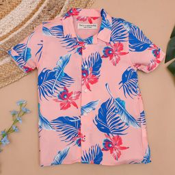 The Lion and The Fish Boys Comfort Printed Cuban Collar Casual Shirt-image-70