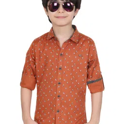 BAESD Boys Classic Conversational Printed Spread Collar Cotton Casual Shirt-image-20