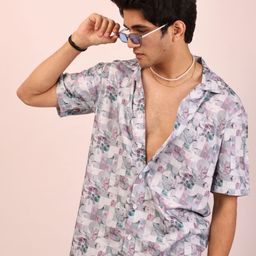 DEZANO Modern Floral Opaque Printed Oversized Casual Shirt-image-26