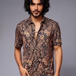 GO DEVIL Men Classic Fit Spread Collar Ethnic Motifs Printed Casual Shirt-image-12