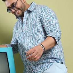 Instafab Plus Size Classic Opaque Printed Cotton Casual Shirt-picture-49