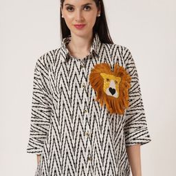 KALINI Classic Fit Geometric Printed Patchwork Casual Jaipuri Cotton Shirt-39