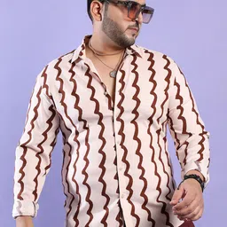 Instafab Plus Classic Fit Contrast Lines Printed Casual Shirt-image-66