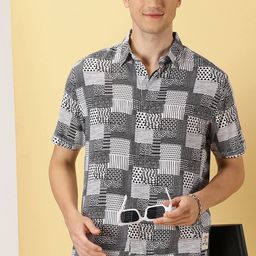 Thomas Scott Classic Geometric Printed Cotton Shirt-image-19