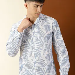 Thomas Scott Classic Floral Printed Cuban Collar Cotton Casual Shirt-image-101