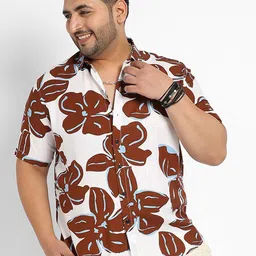 Instafab Plus Men Plus Size Classic Spread Collar Floral Printed Casual Shirt-93