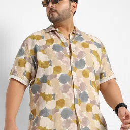 Instafab Plus Size Classic Abstract Printed Cotton Casual Shirt-picture-4