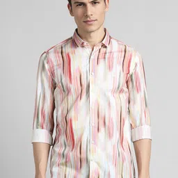 SIMON CARTER LONDON Abstract Printed Slim Fit Cotton Casual Shirt-image-74