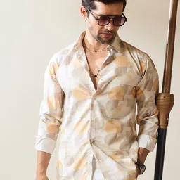 MR BUTTON Men Abstract Printed Spread Collar Casual Shirt-picture-2