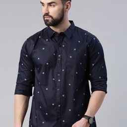 Provogue Slim Fit Micro Ditsy Printed Opaque Cotton Casual Shirt-image-48