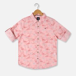 Allen Solly Junior Boys Slim Fit Printed Roll-Up Sleeves Cotton Casual Shirt-image-83
