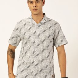 Provogue Slim Fit Cuban Collar Printed Cotton Casual Shirt-image-6