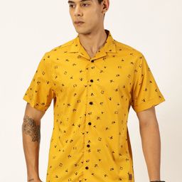 Provogue Slim Fit Cuban Collar Printed Cotton Casual Shirt-image-5