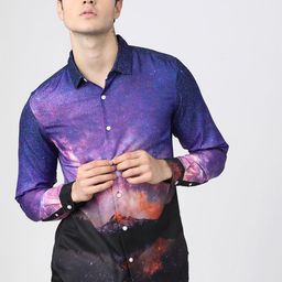 HIGHLANDER Men Blue Slim Fit Opaque Printed Casual Shirt-image-90
