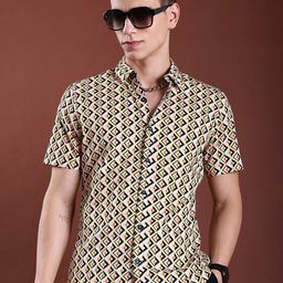 HIGHLANDER Slim Fit Printed Cotton Casual Shirt-image-65