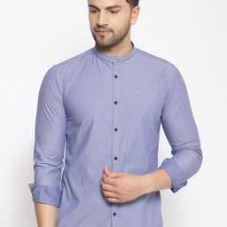 SHOWOFF Men Standard Slim Fit Mandarin Collar Micro Ditsy Printed Cotton Formal Shirt-image-7